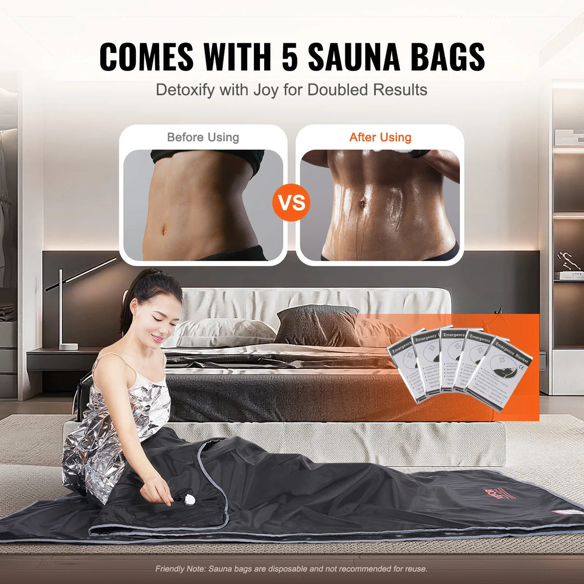 Foldable Waterproof Infrared Sauna Blanket 36 x 76 in | 6 Heat Settings, 86–176°F, Timer 1–60 Minutes, Armholes