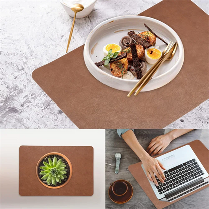 Waterproof Faux Leather Dining Table Mats – Heat Resistant Double-Sided