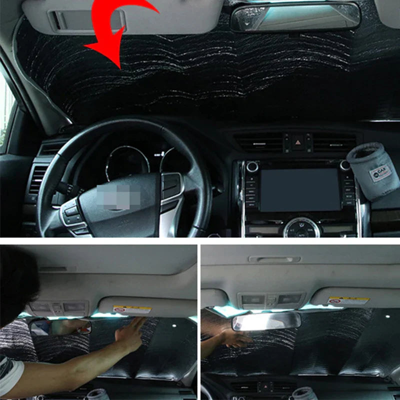 Universal Folding Car Sunshade | UV & Heat Protection | Silver
