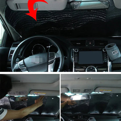 Universal Folding Car Sunshade | UV & Heat Protection | Silver