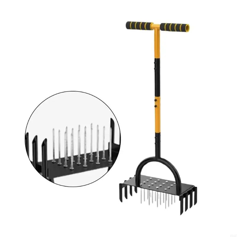 Manual Lawn Aerator with Carbon Steel | 16 Spikes & 8 Hollow Tines | For Healthy Grass and Garden