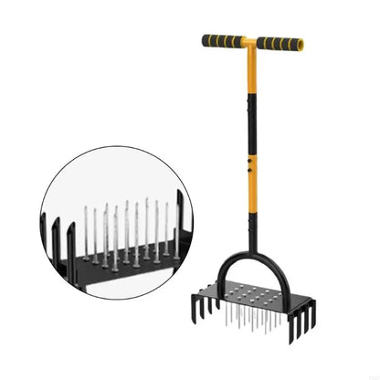 Manual Lawn Aerator with Carbon Steel | 16 Spikes & 8 Hollow Tines | For Healthy Grass and Garden