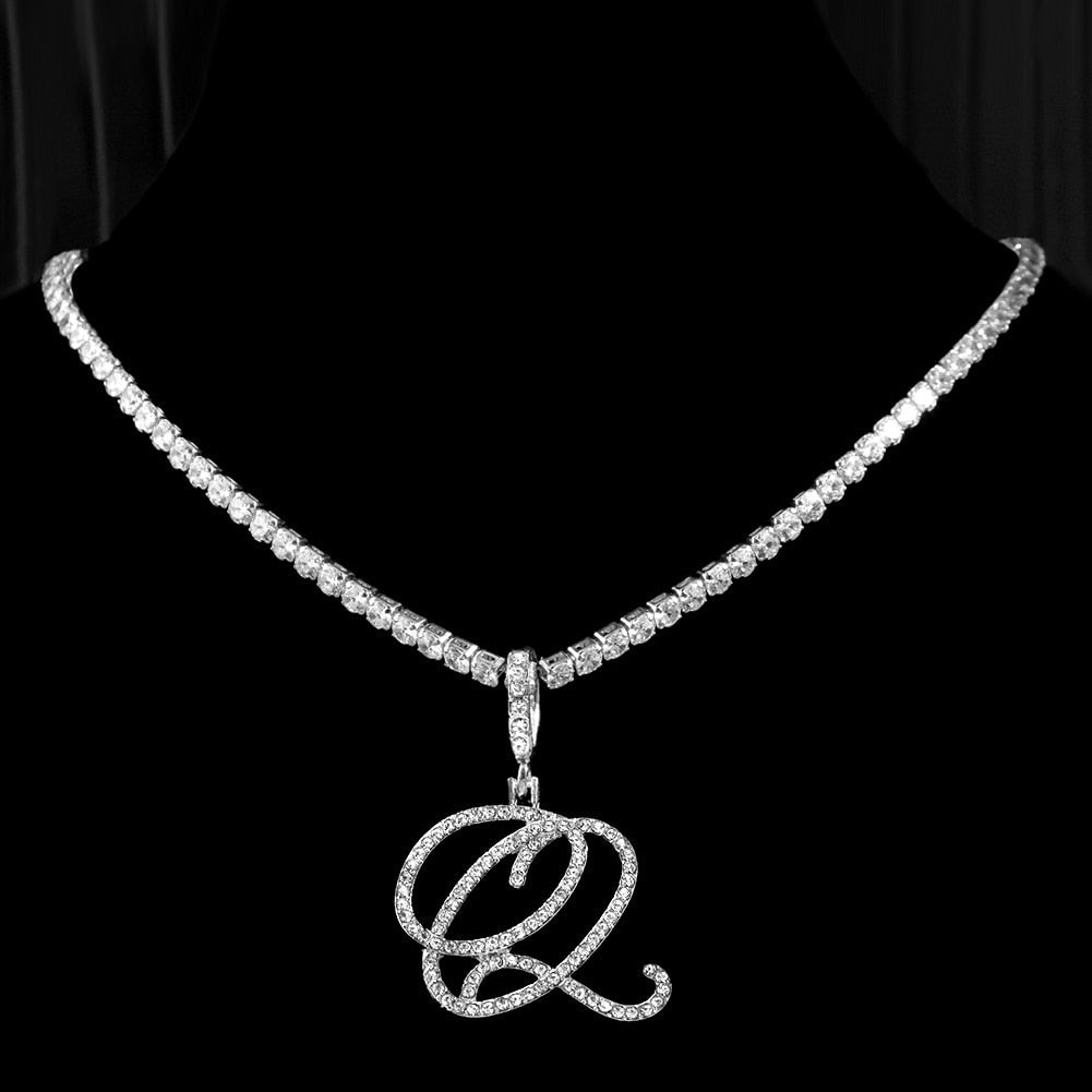 Elegant Initial Pendant Necklace in Silver
