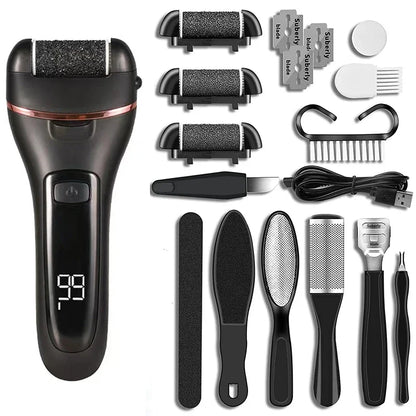 Electric Callus Remover with 3 Grinding Heads & LED - Waterproof & Rechargeable
