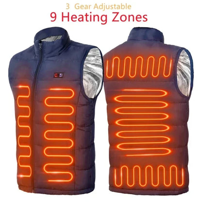 Heated Jacket with 9 Heating Zones | USB Thermal Coat for Men & Women | Graphene Heating Technology for Outdoor, Camping & Sports