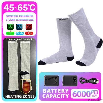 Heated Socks with Rechargeable 6000 mAh Battery | Up to 10 Hours Warmth | Unisex Thermal Socks for Outdoor, Skiing & Winter Use