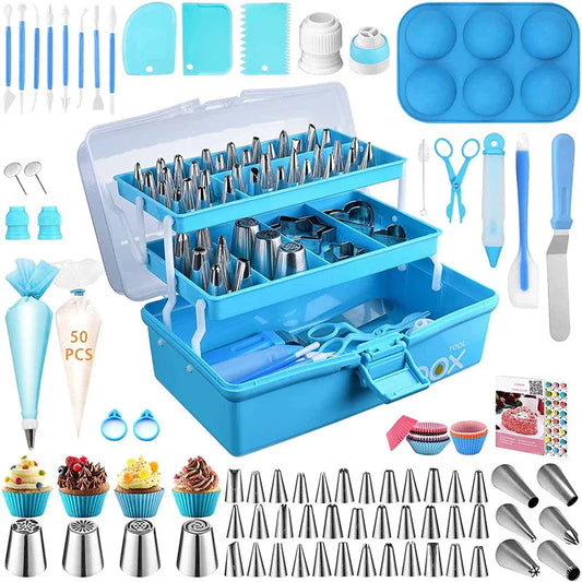 236-Piece Cake Decorating Set with Stainless Steel Nozzles and Piping Bags for Baking Enthusiasts
