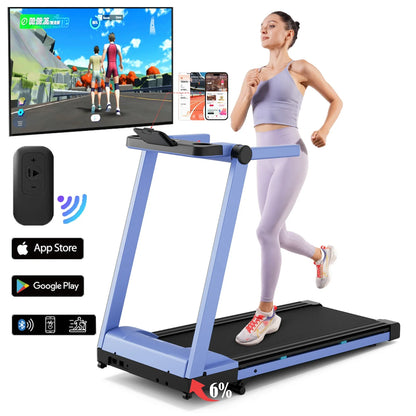 Compact Treadmill with 3.5HP Motor, 6% Incline, 350 lb Capacity, Bluetooth, 0.6–10 MPH, 7.9-Inch Folded Height