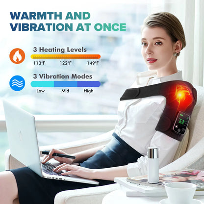 Vibrating Cordless Knee Massage Pad – 3 Heat Settings, 3 Modes, 4000mAh Battery, Adjustable Straps
