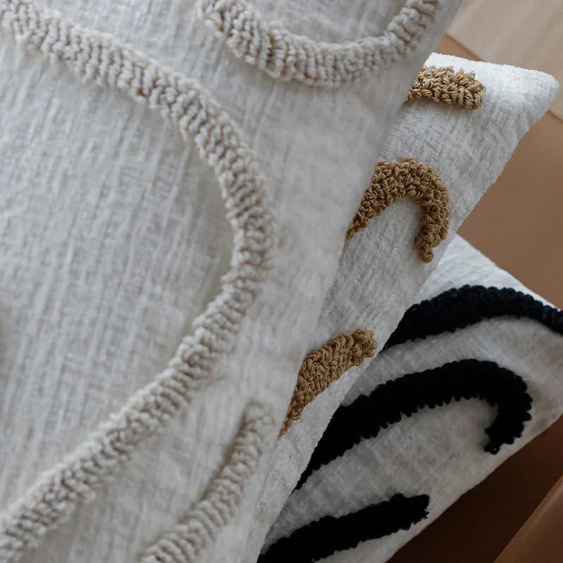 Geometric Patterned Chenille Throw Pillow Cover in Bohemian Style