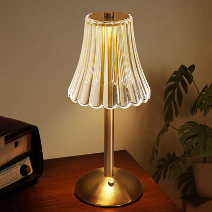 Decorative Glass Table Lamp with Sparkling Shade and Golden Crystal Finish