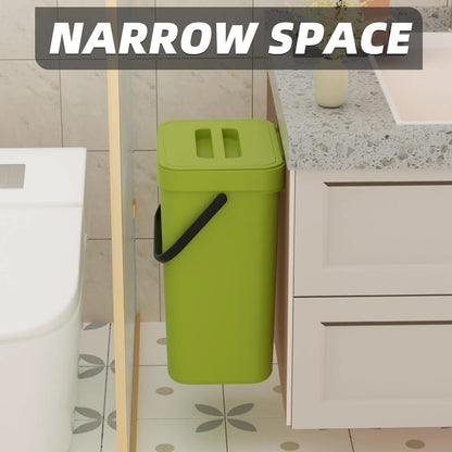 Compact Hanging Mini Trash Bin with Lid and Carry Handle for Kitchen and Bathroom