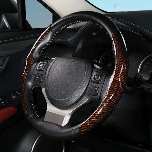 Anti-Slip Steering Wheel Cover with Elegant Carbon Look – Universal Fit