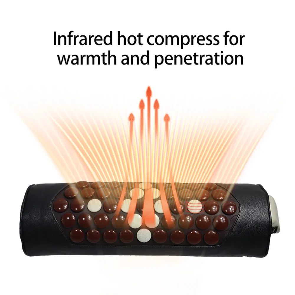 Adjustable Heat Neck Pillow with Jade Tourmaline for Pain Relief