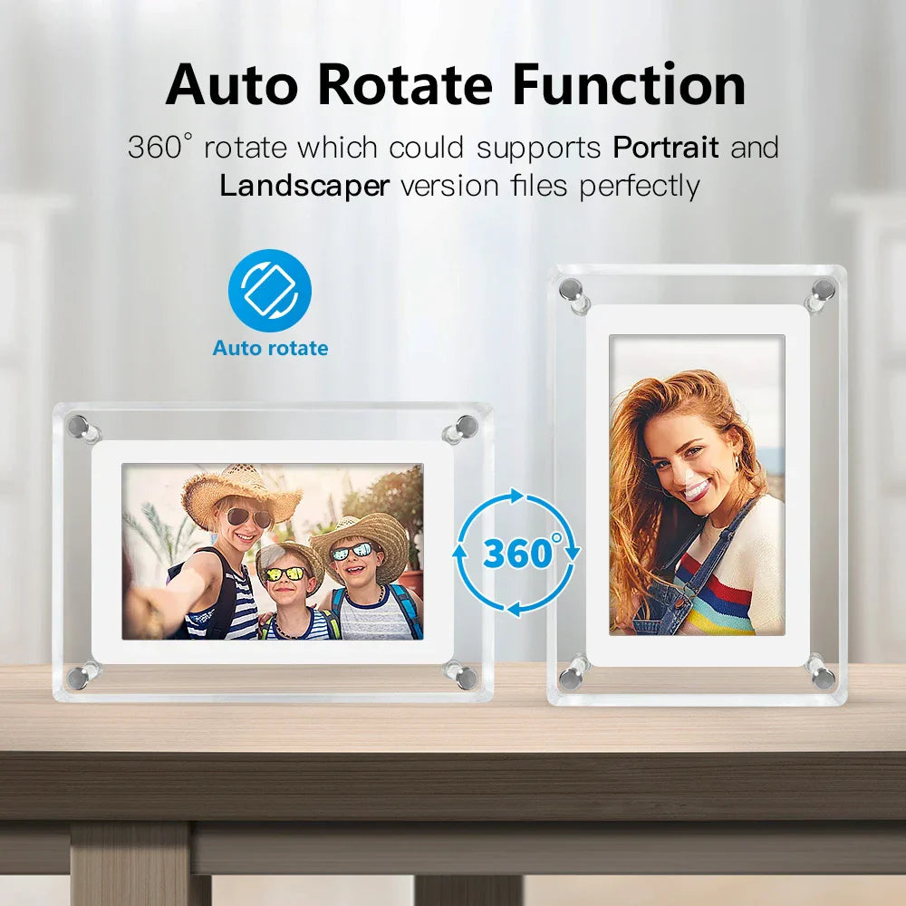 Rechargeable Digital Photo Frame with Acrylic IPS Screen for Home Decor