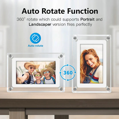 Rechargeable Digital Photo Frame with Acrylic IPS Screen for Home Decor