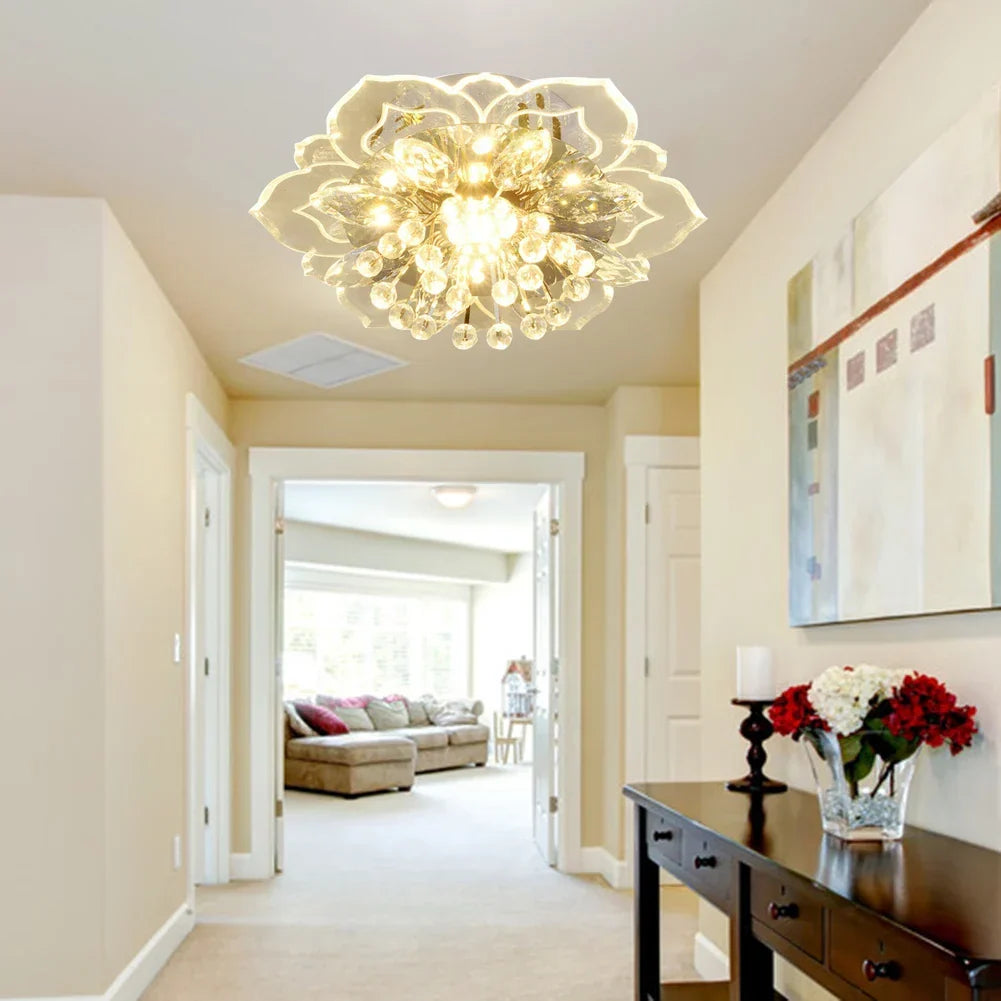Colourful Crystal Flower Chandelier - 9W LED Modern Lighting for Home