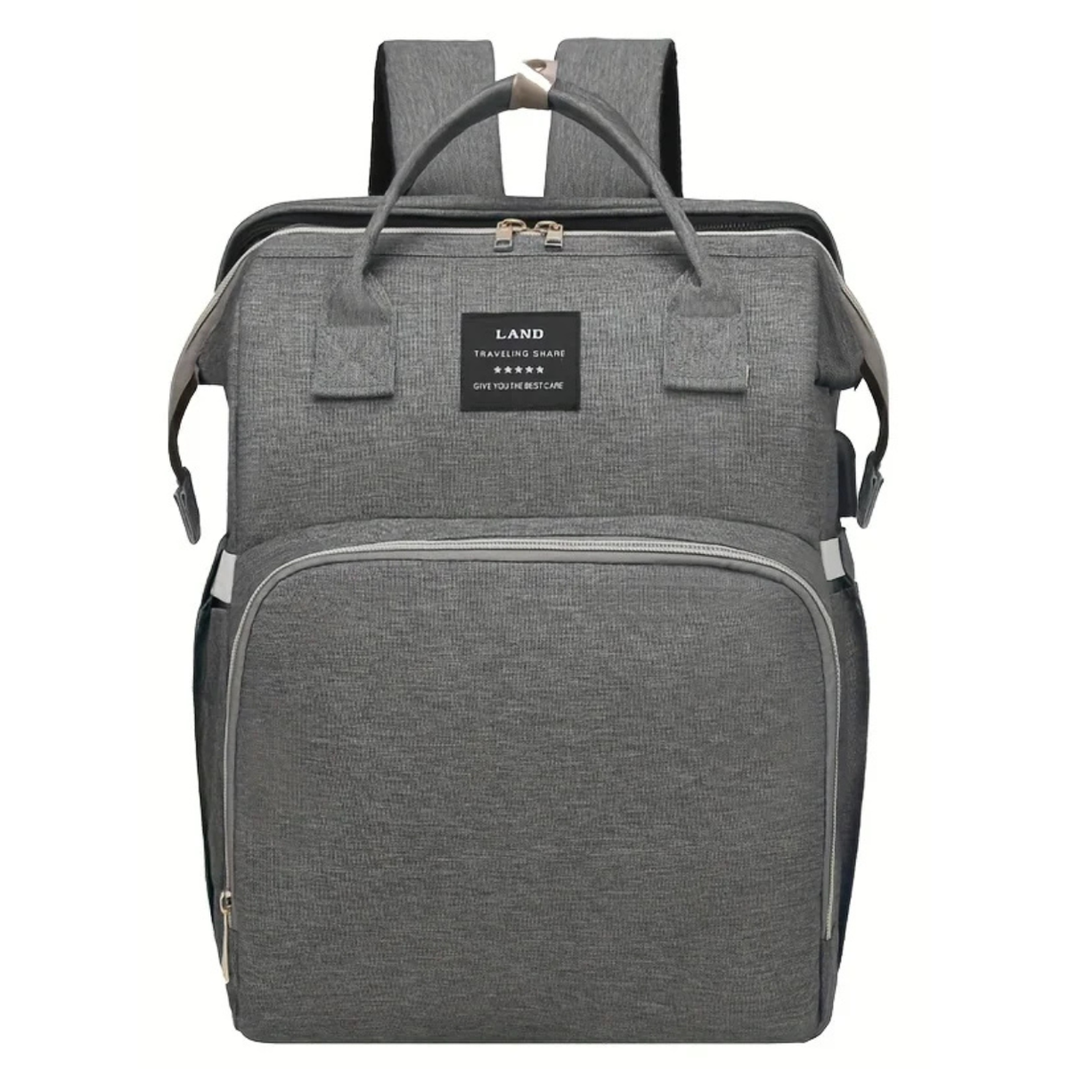 Travel Crib and Stroller Included in Convertible Diaper Bag
