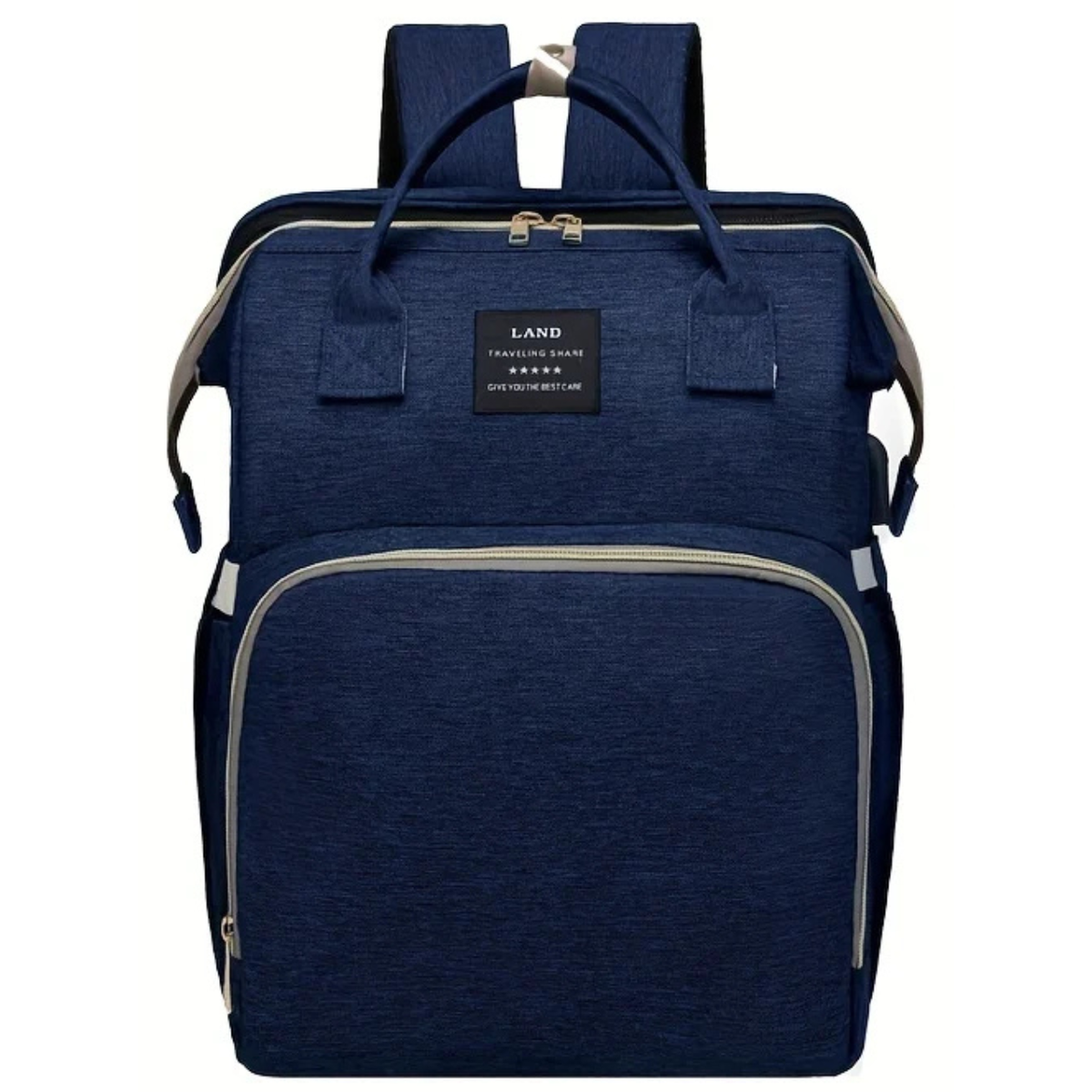 Travel Crib and Stroller Included in Convertible Diaper Bag
