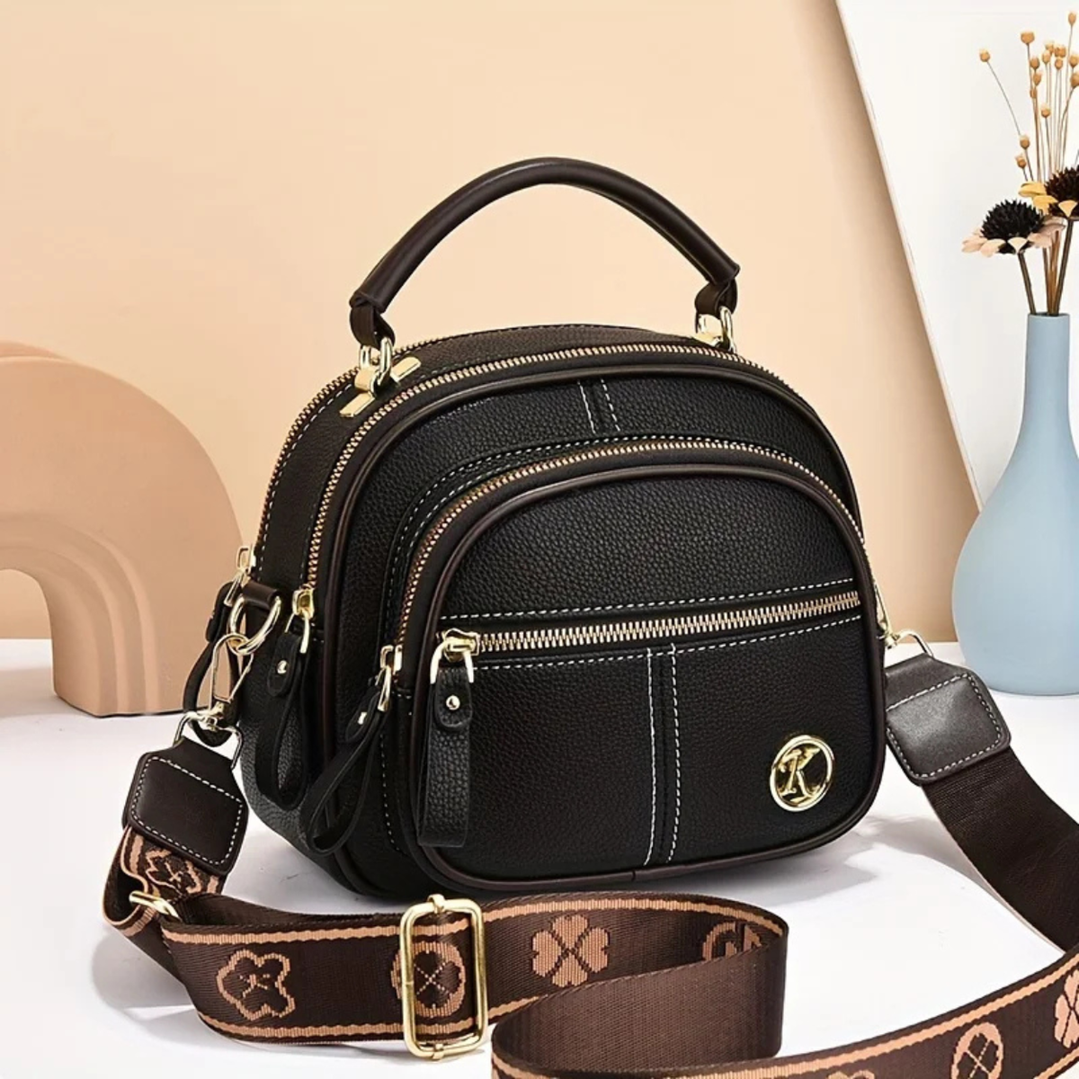 Stylish Leather Handbag for Women with Adjustable Shoulder Strap