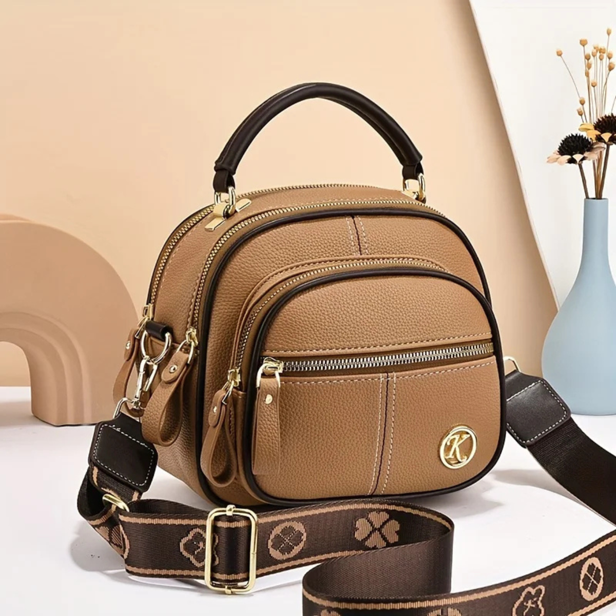Stylish Leather Handbag for Women with Adjustable Shoulder Strap