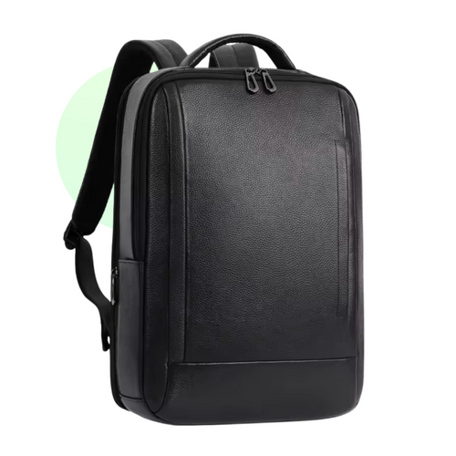 Vintage Style Leather Backpack for Laptops with USB Charging Port