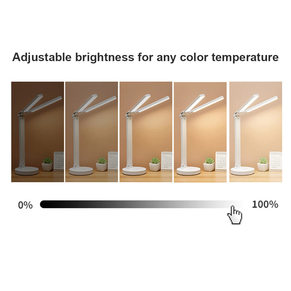 Rechargeable Dimmable Reading Lamp with Adjustable Arm and Phone Stand