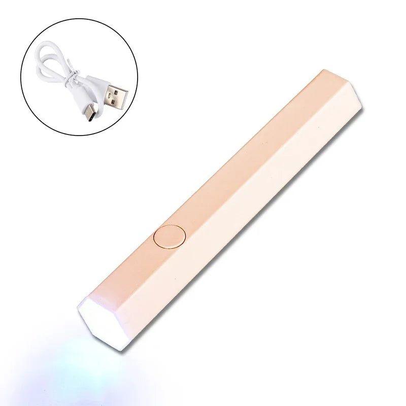 Portable LED UV Nail Lamp - Rechargeable & Fast-Drying - Compact Device with USB - Pink / White