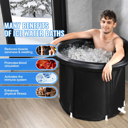 Cold Plunge Tub for Adults - Portable Ice Bath with Insulated Design, Cover & Carry Bag