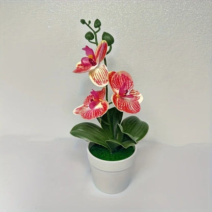 Artificial Orchid Bonsai | Realistic Flowers | Light-Resistant Table Decor for Living Room, Office & Entryway
