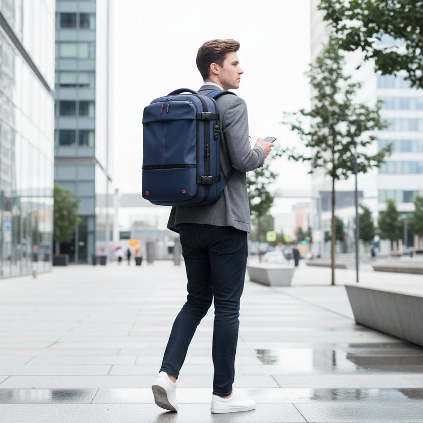 Water-Resistant Travel Backpack with Laptop Slot up to 17.3 inches, Lockable and Compressible with Padded Straps