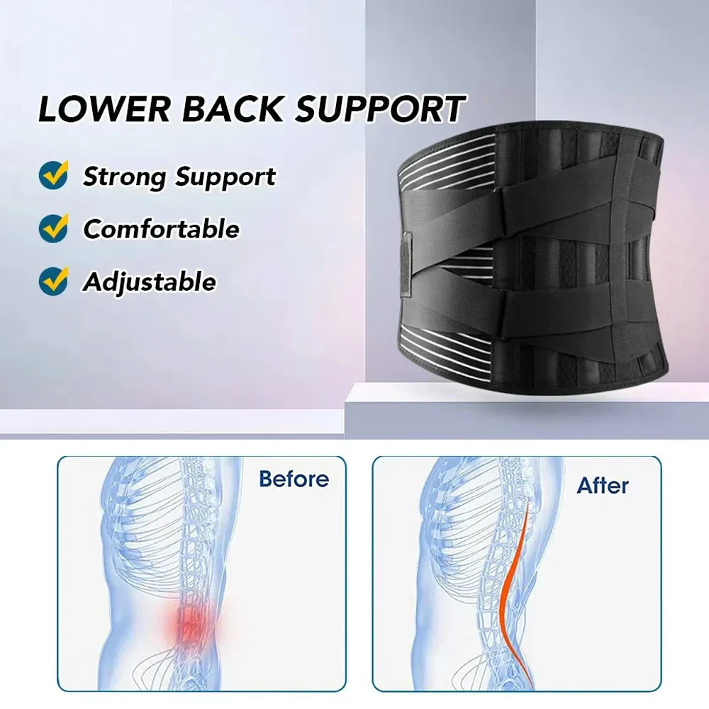 Breathable Lumbar Support Belt with 360° Stability and Memory Foam