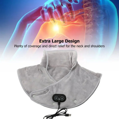 USB Heating Pillow with Vibration for Neck and Shoulder Massage | Soft Plush | 3 Temperature Settings & Timer