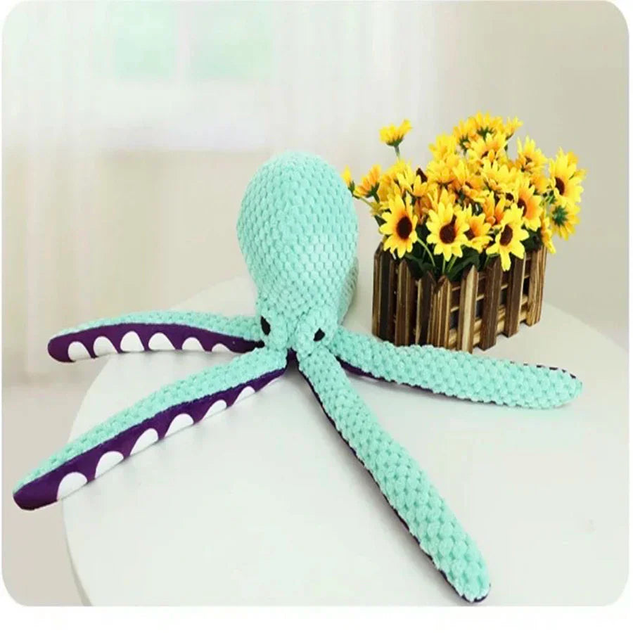 Soft Octopus Chew Toy for Dogs with Squeaker – Dental Care & Fun for All Breeds