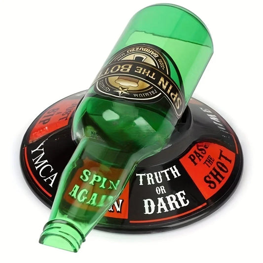 Compact Drinking Game for Adults - Spin the Bottle with Action Fields
