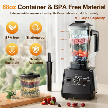 2400W Kitchen Blender | 25,000 RPM, 68oz Pitcher, Grinder, 6 Functions