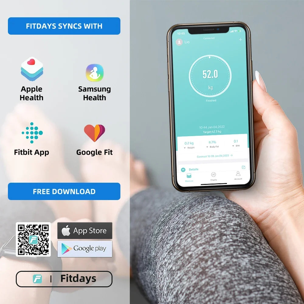 Body Weight Scale with ITO Sensor - 12 Metrics, Bluetooth App, 400 lb Capacity