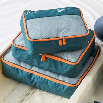 7-Piece Water-Resistant Travel Organizer Set – Space-Saving Design