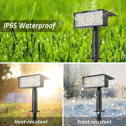 LED Solar Spotlight with 4 Light Colors & 49 LEDs - Weatherproof for Garden, Pathways & Outdoor - Rechargeable