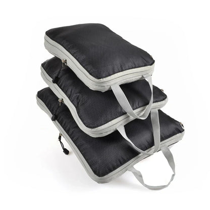 Compression Travel Set for Space-Saving Organization with Breathable Mesh Pouches