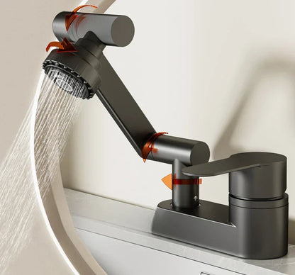 Two-Hole Basin Mixer Faucet with 360° Swivel for Hot and Cold Water