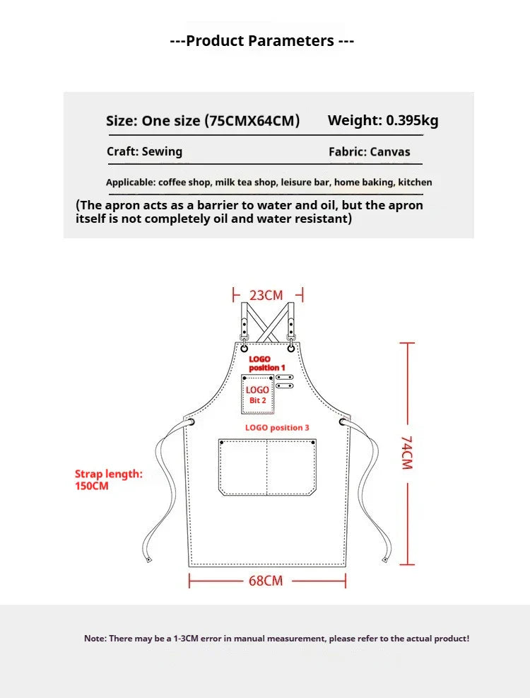 Adjustable Unisex Chef Apron with Pockets – Durable Canvas Workwear