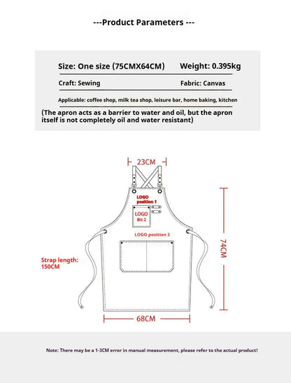 Adjustable Unisex Chef Apron with Pockets – Durable Canvas Workwear
