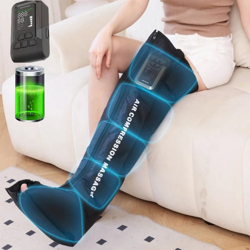 Rechargeable Air Pressure Wraps for Foot, Calf & Thigh Massage - 3 Modes, 5 Zones, 30-Minute Timer