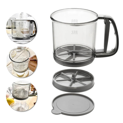 Flour Sifter with One-Hand Operation | Fine Mesh | BPA-Free | 250ml for Flour & Powdered Sugar