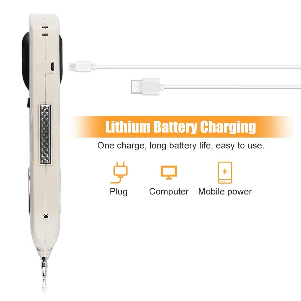 Rechargeable Massage Pen with LCD, 10 Intensity Levels, Needle-Free Tips