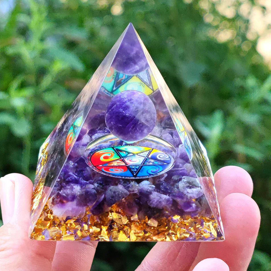 Amethyst Pendulum Orgonite Pyramid – Energy, Protection, Decoration