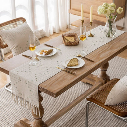 Serene Cotton Tassel Table Runner for Stylish Dining