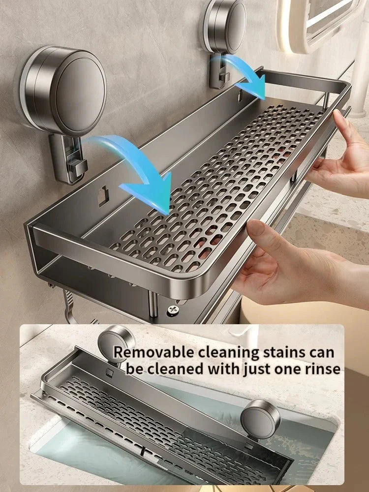Suction Shelf Organizer | No Drill | Quick Dry Rack | AquaHold