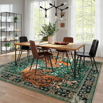 Jungle Majesty Tiger-Themed Area Rug